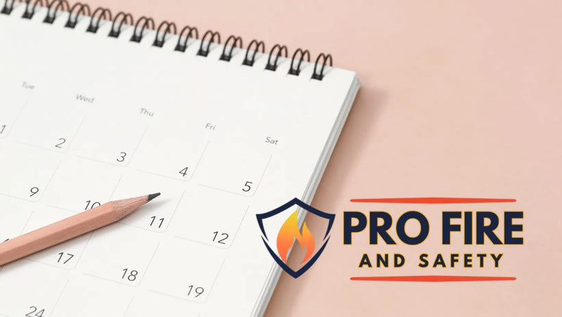 Calendar with the Pro Fire and Safety logo. 