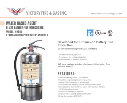 6L AVD Agent Victory - Lithium-ion Battery Fire Extinguisher
