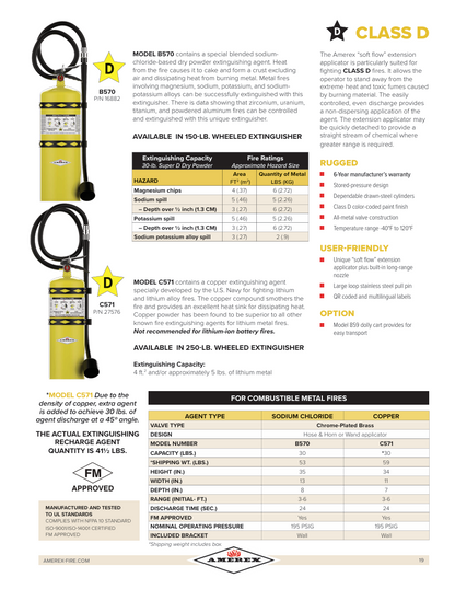 30LB Amerex B570 - Sodium Chloride Chemical Class D Fire Extinguisher