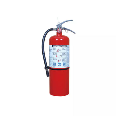 10LB Victory Standard ABC Dry Chemical Fire Extinguisher with red cylinder and black nozzle, ready for use.
